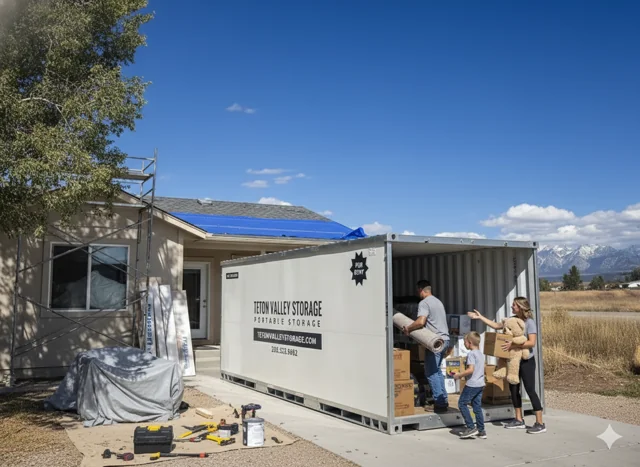 family using Teton valley portable storage unit